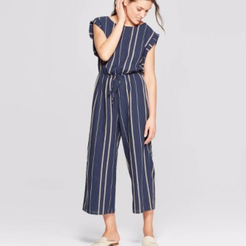 Universal Thread Navy Striped Jumpsuit